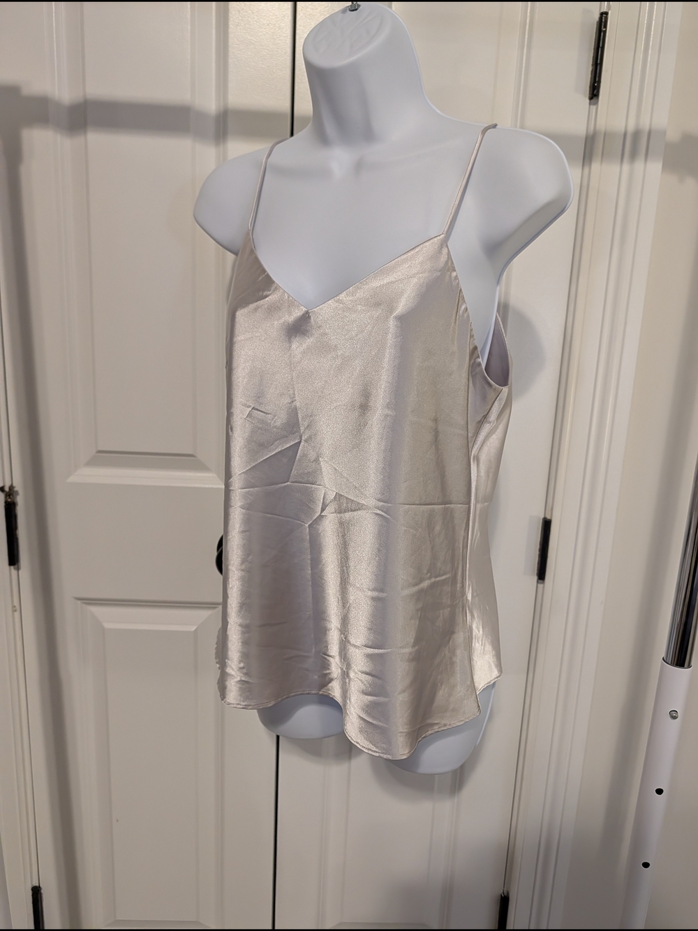 Silky V-Neck Spaghetti Strap Cami - Cream